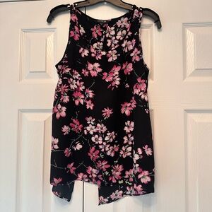 Express Black and Pink Asymmetrical Sleeveless Tank Top